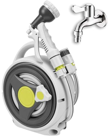 Zhjvihx Carrete de Manguera Portátil, Organizador de Almacenamiento de Manguera de Jardín Compacto y Liviano de 49 Pies con Espacio para Boquillas, para Jardín, Balcón, Patio, Uso Al