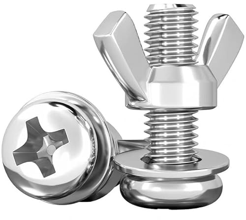 Tuercas de mariposa, Juego de 5 tornillos y tuercas acero inoxidable con forma mariposa - Tornillos metálicos cabeza plana Phillips redonda arandelas(M10*20mm)