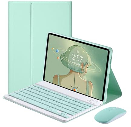 Coque Clavier pour iPad Mini 2/3/4/5 7,9 Pouces, Souris et Clavier Bluetooth magnétique sans Fil Amovible, Fin et léger avec Porte-Crayons,Pale Green
