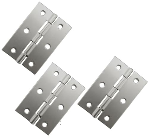Lethra 3 inches Polished Chrome Ball Bearing Hinges 3PCS with Mounting Screws, Ball Bearing Reliable and Robust, Resistant Hinges for Interior/Exterior Use Wooden Doors Hardware (Silver