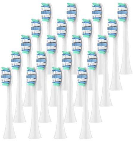 Tetes de brosse de rechange a clipser, compatible avec Philips | Tetes pour brosse a dents electrique adulte avec poils souples et manche plastique, format standard(White-20 Pcs)
