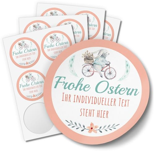 24 INDIVIDUELLE runde Etiketten für Ostern SELBER GESTALTEN: Personalisierte Aufkleber für Frohe Ostern, Geschenke, Ostereier, Hase, für Namen, Produkte, Gläser, basteln, Deko, Osternest, Ostergrüsse