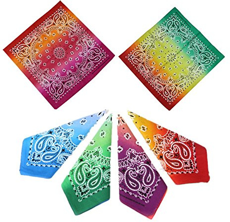 Lesplus Lot de 6pcs Bandana Bandeau Cheveux Femme Homme Enfant Paisley Vintage 100% Coton Multicolore Fichu Foulard Echarpe Mouchoirs Sport Moto Cadeau