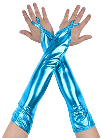 YOOJIA Fingerlose Handschuhe Ellenbogenlänge Glänzend Metallic/Fischschuppen Stupen Handschuhe Kostüm Nachtclub Dancewear Party Kleidung Zubehör