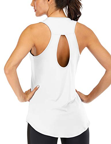 ICTIVE Débardeur de Yoga pour Femmes Ample, Haut de Sport sans Manches Dos Nu avec Ouverture en Forme de Trou de Serrure, Haut Musculaire d'Entraînement