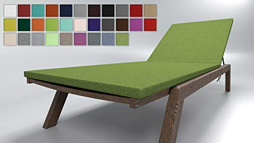 Rollmayer Sitzkissen für Sonnenliege Auflage Polster für Gartenliege Liegestuhl Strandliege Kollektion Melange (Grün 333, 190x54x4cm - 2er Set)