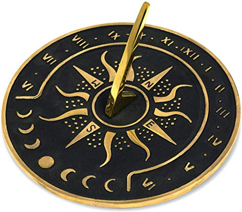 Nautical-Mart Brass Garden Sundial Clock - 8.5” Diameter Sundial Clock with Polished Brass Highlights