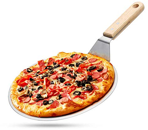 zaizai Pizza Schaufel, Edelstahl Pizza Peel, 10 Zoll Runde Pizza Paddel Kuchen Backschaufel Küche Restaurant Backwerkzeug Mit Rutschfestem Griff