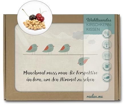 Reelax.me Kirschkernkissen für die Mikrowelle - Körnerkissen mit Spruch Vögelchen – Geschenk mit Motivations-Spruch – Geschenkidee Achtsamkeit und Perspektivenwechel für Männer, Frauen & Kinder