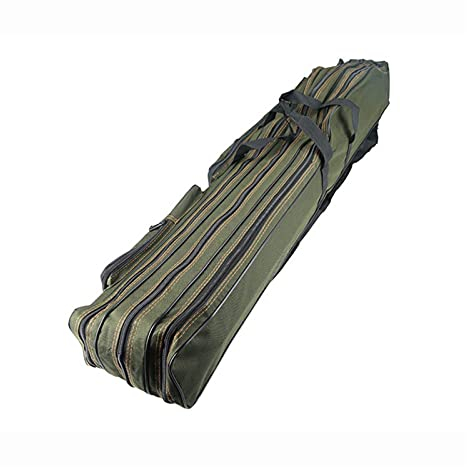 Angeltasche Tragbare Angelbeutel Falten Angelrute Hülle Angelausrüstung Angelegenheit Tasche Carrier Canvas Pole Aufbewahrungstasche 120cm/ 130 cm / 150 cm Angelrutenkoffer ( Color : 130CM 3 Layer )