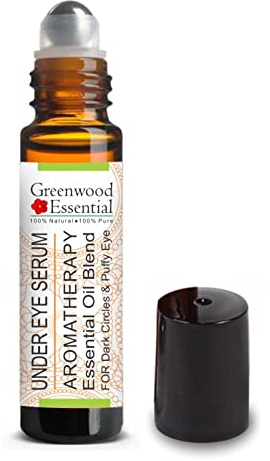 Greenwood Essential Under Eye Serum - For Dark Circles & Puffy Eyes. Blend of German Chamomile, Coffee, Sandalwood, Rose Geranium, French Lavender & Fennel Seed Essential Oils 10ml (0.33oz)