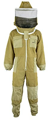 Imkeranzug Premium mit Atmungsnetz für Imker Bienen Stichfest weiß oder braun 120 140 S M L XL XXL, XL · braun
