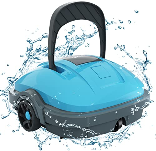WYBOT Robot Piscina Cordless, aspirapolvere Automatico per Piscina Che Dura 50-60 Minuti, per Piscine Fuori Terra e Piscine interrate a Fondo Piatto, Doppio Motore, Fino a 525 Metri Quadri, Blu