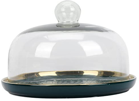 Cabilock Plateau à Gâteau Avec Couvercle Transparent Pour Desserts Snacks Et Fruits Avec Bord Doré
