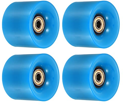 PATIKIL 4 Stück 60mm Longboard Rollen mit Lager ABEC-11 Skateboard Rad Straße Rollen für Skateboards Cruiser Räder Ersatz 80A Goldton Blau