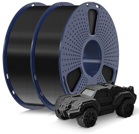 SUNLU PLA Filament 1.75mm, 3D Drucker Filament PLA Schwarz 2KG | Maßgenauigkeit +/- 0,02mm, Sauber Gewickelte 1KG Spule (2,2 lbs) für Meisten 3D Drucker, Schwarz 2000g