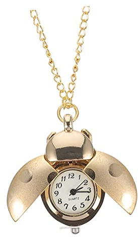 UKCOCO Goldene Retro Taschenuhr im Insekten-Design aus Zinklegierung, Quarz | Hängeuhr mit Kettendesign, Dekorativer Effekt und Anzeigezeit, für Familie und Freunde