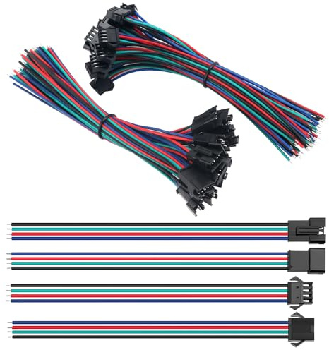 Lyeteung 15 Pairs Mini Micro JST-SM Plug Connector, JST 4 Pin Micro Electrical Male and Female Connector Plug Wire Cable, with 150mm 22AWG Wire