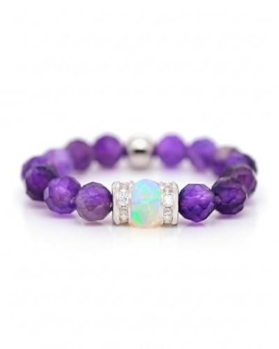 Liberty Angels – Opal Ring mit Amethyst aus 925 Sterling Silber – Damen & Herren Schmuck – Silberring mit Naturstein