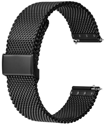 BISONSTRAP 316L Edelstahl Mesh Uhrenarmband für Damen und Herren, Gewebtes Metall Armband, Bandbreite 14mm 16mm 18mm 20mm 22mm