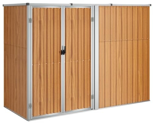 prissent Fahrradunterstand 225x89x161 cm Gartenhaus Metall Geräteschuppen Gerätehäuser Zur Aufbewahrung von Rasenmähern, Klappleitern, Fahrrädern usw Braun