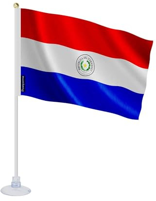 Bandera de Paraguay con ventosa (14 x 21 cm)