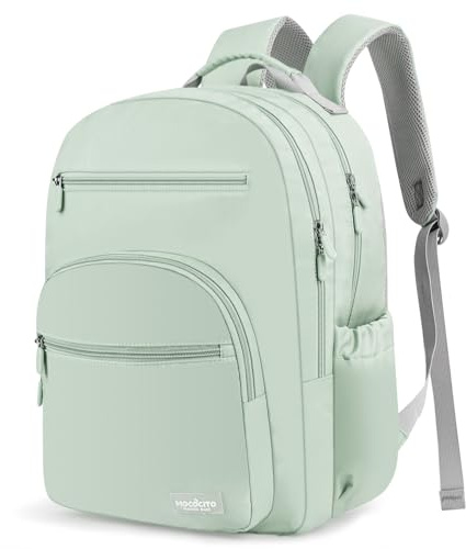 MOCOCITO Rucksack Damen, Groß 15,6 Zoll Laptop Rucksäcke Wasserdicht Schulrucksack Mädchen Teenager Daypacks, Grün Elegant Arbeitstasche für Schule, Arbeit, Uni, Reise