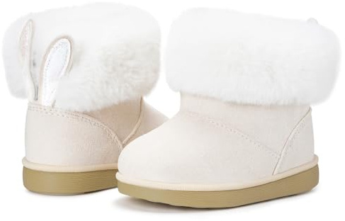 KVbabby Stivali Bambine Stivaletti da Neve Ragazze Caldo Fodera Bambini Stivali da Neve Scarpe da Invernali Antiscivolo Boots All'aperto EU24 =etichetta: 25 bianco b