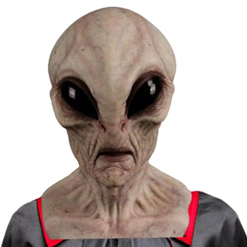 Alien Maske, Gruseliger Halloween Horror Masken Realistische Latex Vollmaske Halloween Latex Kopfbedeckung Halloween Party Requisiten Für Halloween, Karneval, Kostümparty, 15.7x30cm