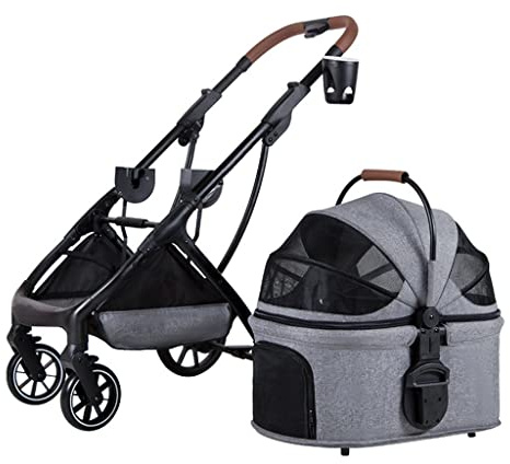 Husdjursvagnar för små och medelstora hundar – kattvagn hundbarnvagn buggy med mugghållare – vikbara barnvagnar för små hundar