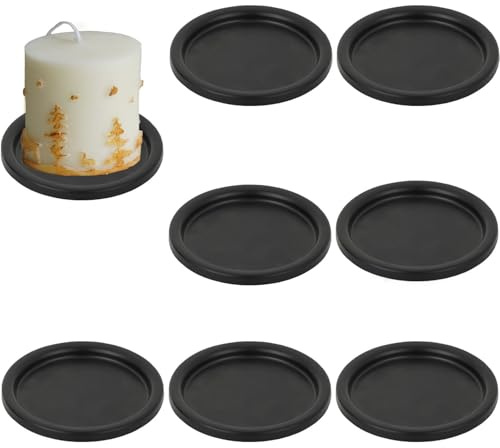 8 Stück Kerzenhalter, Schwarz Kerzenständer Metall Stumpenkerzen Kerzenteller Rund Kerzenständer Teelichthalter Stabkerzen Deko Tablett Kerzenuntersetzer Home Party Weihnachts Tisch Deko