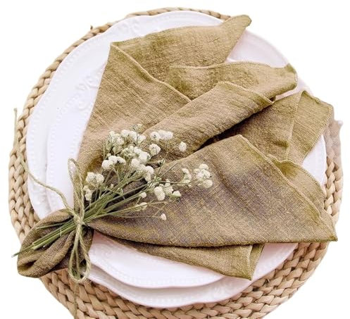 QAUUCP Stoffservietten 10er-Pack 30 x 30 cm Gaze-Servietten, Vintage-Baumwollstoffservietten, Veranstaltungen, dekorative rustikale weiche Dinnerservietten for Partys, Hochzeiten(Color 2)