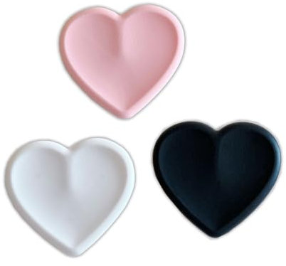 3 Pcs Heart-Shaped Silicone Mobile Phone Grip Stand,Stylish And Sophisticated Collapsible Cellphone Finger Grip Holder For Smartphone Tablet Cell Phone Accessory (Pink White Black)