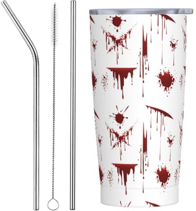 Taza Termica Acero Inoxidable 20Oz, Salpicaduras De Terror Desaliñadas Acero Inox Vaso Termico Niños Taza Termo Café Personalizada Taza De Automóvil, Para Café, Agua Y Té