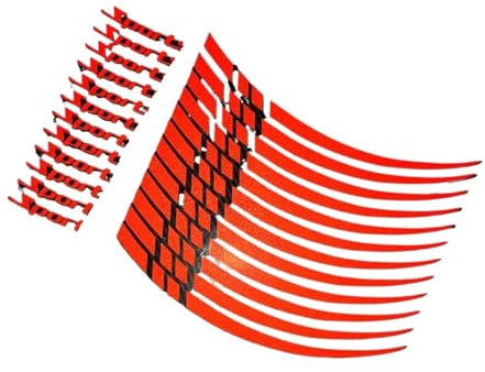 Moto Llantas Calcomanías Adhesivas Ruedas Rojas 12 Unidades Para Juego Cinta Adhesiva Con Rayas Llantas 18 A 21 Pulgadas Calcomanías Reflectantes Piezas Moto Scooter Pegatinas