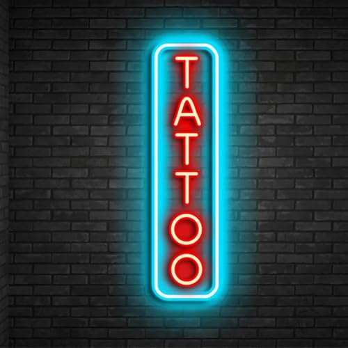 Tattoo Neon Sign Light 25 inches LED Neon Business Tattoo Shop Light Up Signs Wall Decor for Man Cave Tattoo Salon Studio Decorations