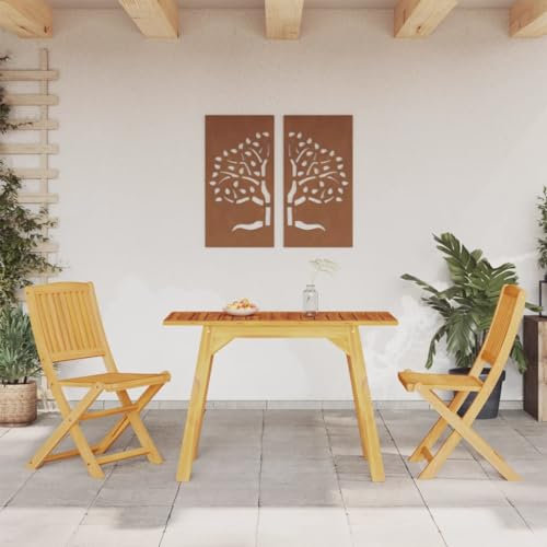 WKIEQACO Gartenmöbel-Set, 3-teilig, Massivholz, Akazie