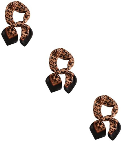 DEARMAMY 3stücke Leichtes Leopard Muster Seidenschal Für Damen Dünner Quadratischer Halstuch Vielseitig Einsetzbar Als Haarband Hals Oder Handtaschen-dekoration Für Muttertag