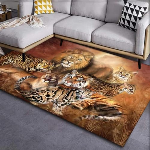 Kind Teppich 160 X 230 cm, Schlafzimmer Teppich, 3D Teppiche Wohnzimmer Teppiche Weich rutschfest Teppich Für Wohnzimmer Schlafzimmer Bettvorleger Tier Tiger Löwe -41441221