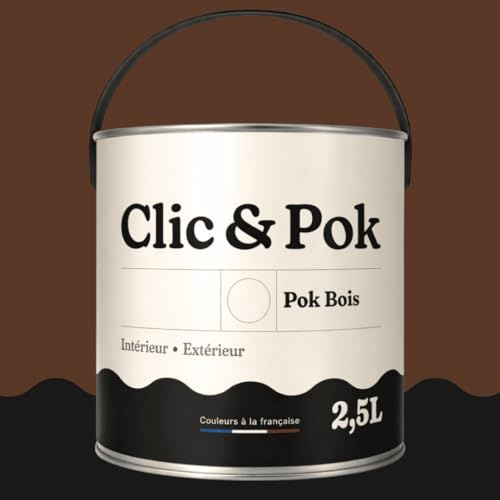 POK BOIS Peinture Bois Extérieur Intérieur – Satinée, Résistante Intempéries UV, Multisupport - 2,5L - RAL 8011 Brun noisette