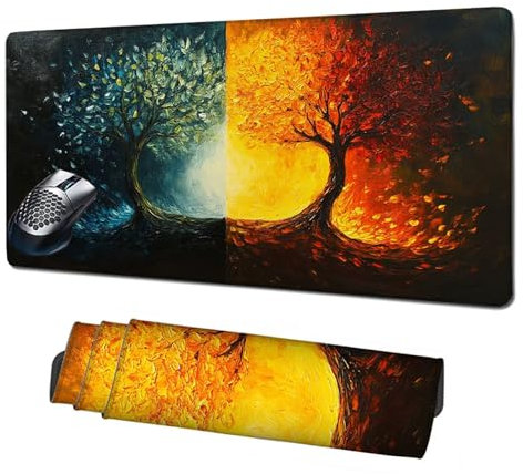 Alfombrilla Gaming,Alfombrilla Ratón Naranja Mouse Pad,Árbol Alfombrilla Escritorio Grande 1600x800mm,Protector Escritorio Alfombrilla Antideslizante,Mejora Precisión y Velocidad,Accesorios PC X1-1886
