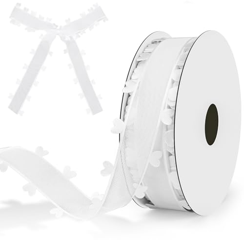 qingmeng Satinband Hochzeit Weiss, 18m Geschenkband Weiss Breit, 25mm Schleifenband, Geschenkband Weiß Hochzeit Stoff, Ribbon Geschenk Band für Taufe Geburtstag Deko Geschenkverpackung