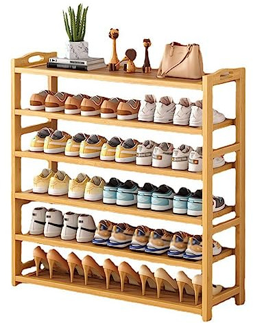 Shoe Rack Organizer, 6 Tier Bamboo Wood Shoe Stand for Hallway - Slim Shelf Storage and Plant Rack Organizer for Home, size: 70 * 25 * 106cm