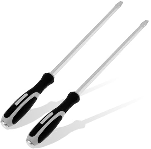 2Pcs Extended Demolition Screwdriver Chrome Vanadium Steel Heavy Duty Screwdrivers Slotted Screwdriver Long-Reach Screwdrivers with 16 Inch Shank for DIY Repairs 22.24 Inch