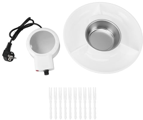 CHEOTIME Juego de Olla de Fondue eléctrica, máquina de fusión eléctrica de 2 Engranajes, 3 bandejas 10 Horquillas de Queso Calentador, Ideal para Pareja Familiar y Cita Nocturna
