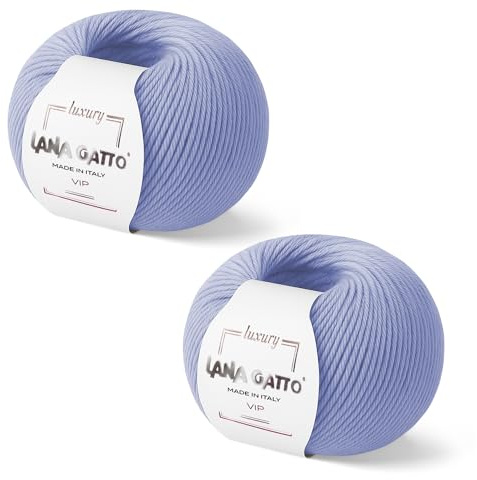 Gomitoli Cashmere e Lana merino extrafine per lavoro a maglia, Lana Gatto Linea Vip, 100 gr., 400 mt, (Lilla - 9361, 2)