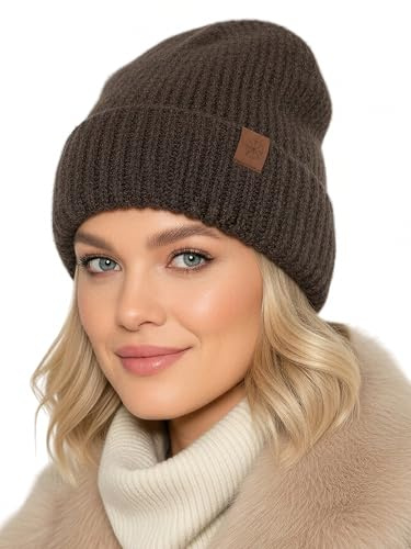 Baesics vintermössa unisex – varm stickad mössa mössa, elegant och elastisk mössa för höst och vinter, mjuk stickad, fashionabel och tidlös, en storlek, BRUN, one size