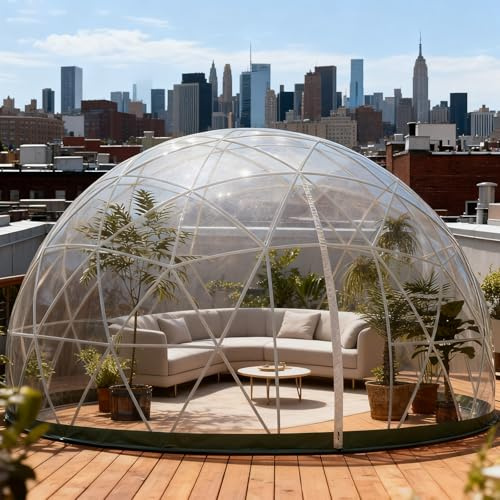 Bubbeltält för 4–8 personer, transparent utomhuskupol med 10 m ljus och metallinsatser, snabb installation för camping, fester, stjärnskådning, matsal, mässor