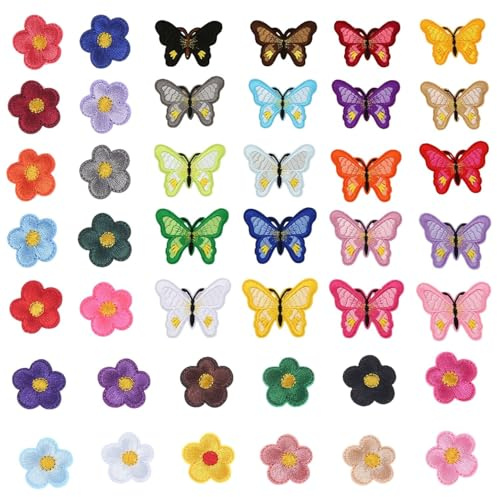 Parches para planchar, 42 unidades, para planchar, diseño de flores, parches para planchar, para planchar, vaqueros, pantalones, textiles, camisetas, etc