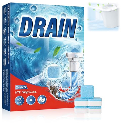 24 pulitore per scarichi per tubi, estremamente forte, detergente per WC in schiuma estremamente forte, previene la pulizia, efficace e delicato sui materiali contro intasamenti dei capelli